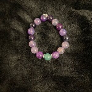 Purple and Green Beaded Bracelet